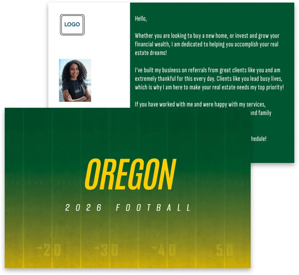 This is a 3¾" x 5¾" Football Insert called Oregon printed in full color