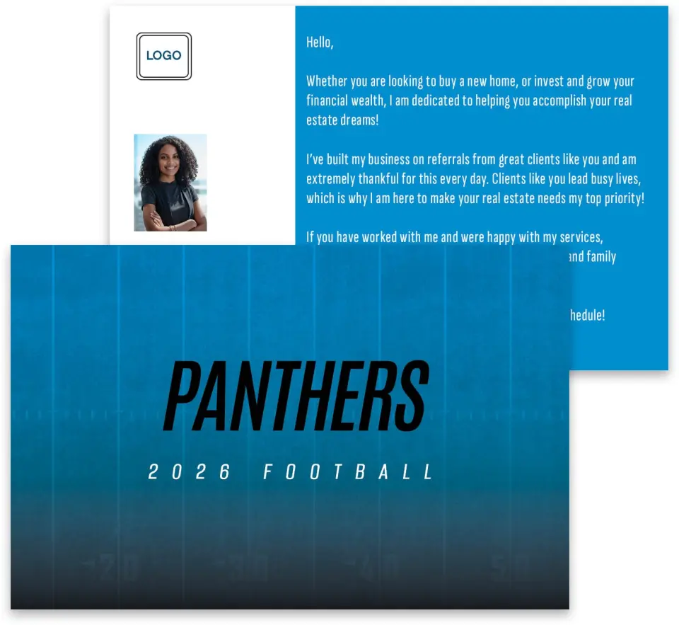 This is a 3¾" x 5¾" Football Insert called Panthers printed in full color