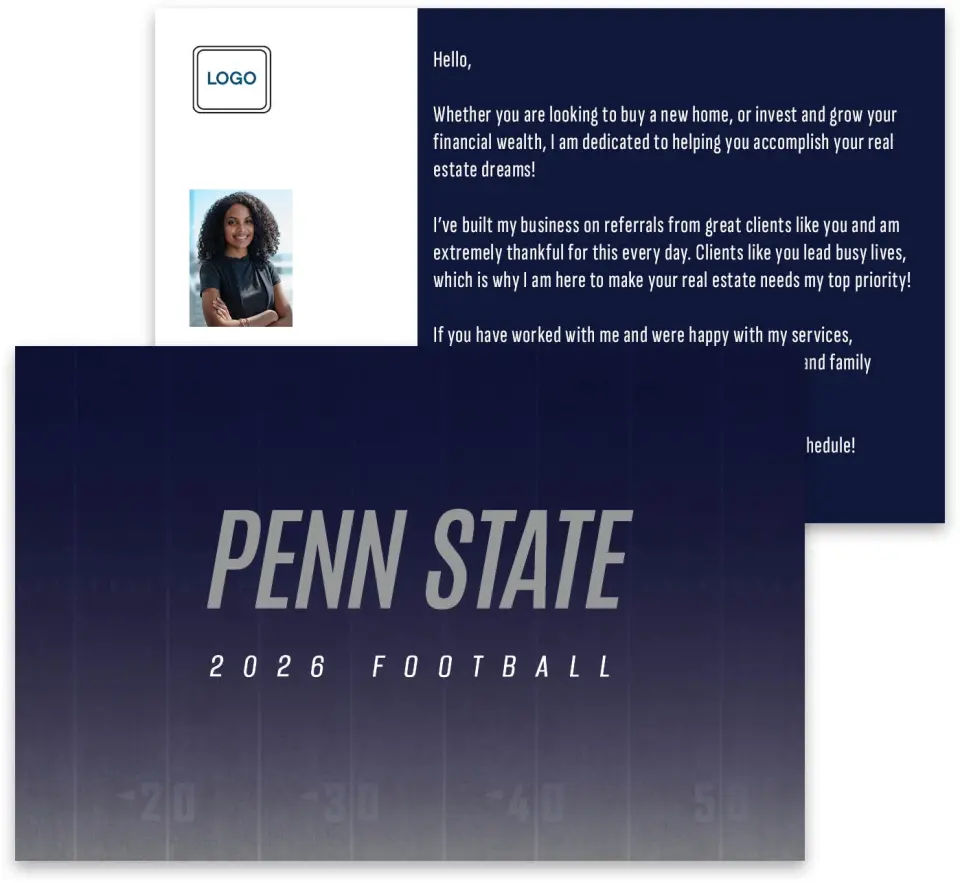 This is a 3¾" x 5¾" Football Insert called Penn State printed in full color