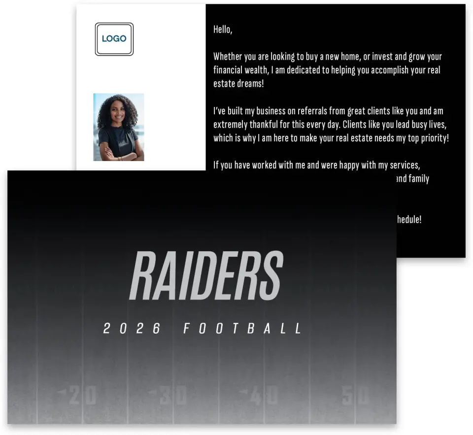 This is a 3¾" x 5¾" Football Insert called Raiders printed in full color