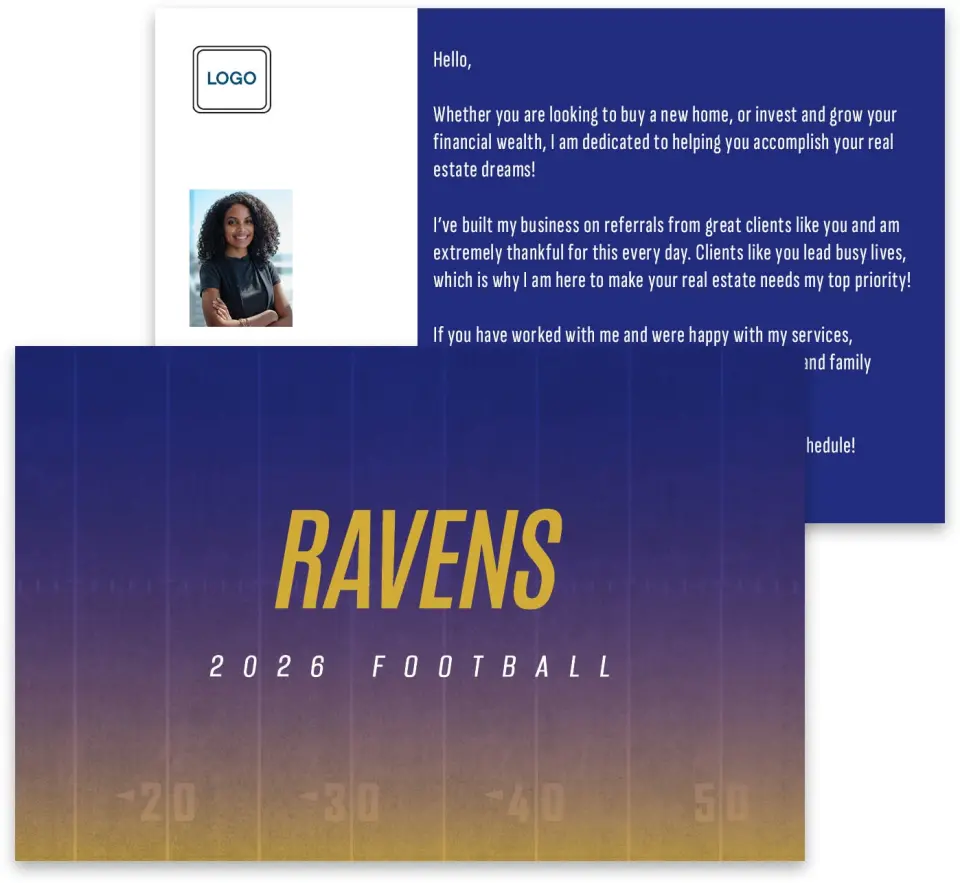 This is a 3¾" x 5¾" Football Insert called Ravens printed in full color
