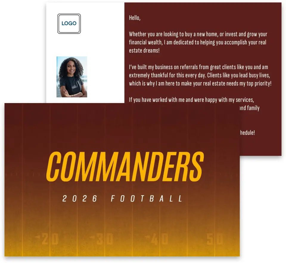 This is a 3¾" x 5¾" Football Insert called Washington Commanders printed in full color