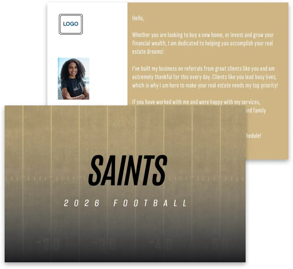 This is a 3¾" x 5¾" Football Insert called Saints printed in full color
