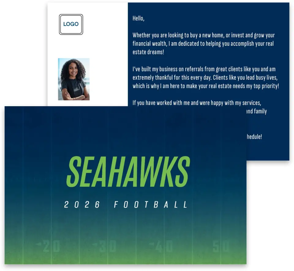This is a 3¾" x 5¾" Football Insert called Seahawks printed in full color