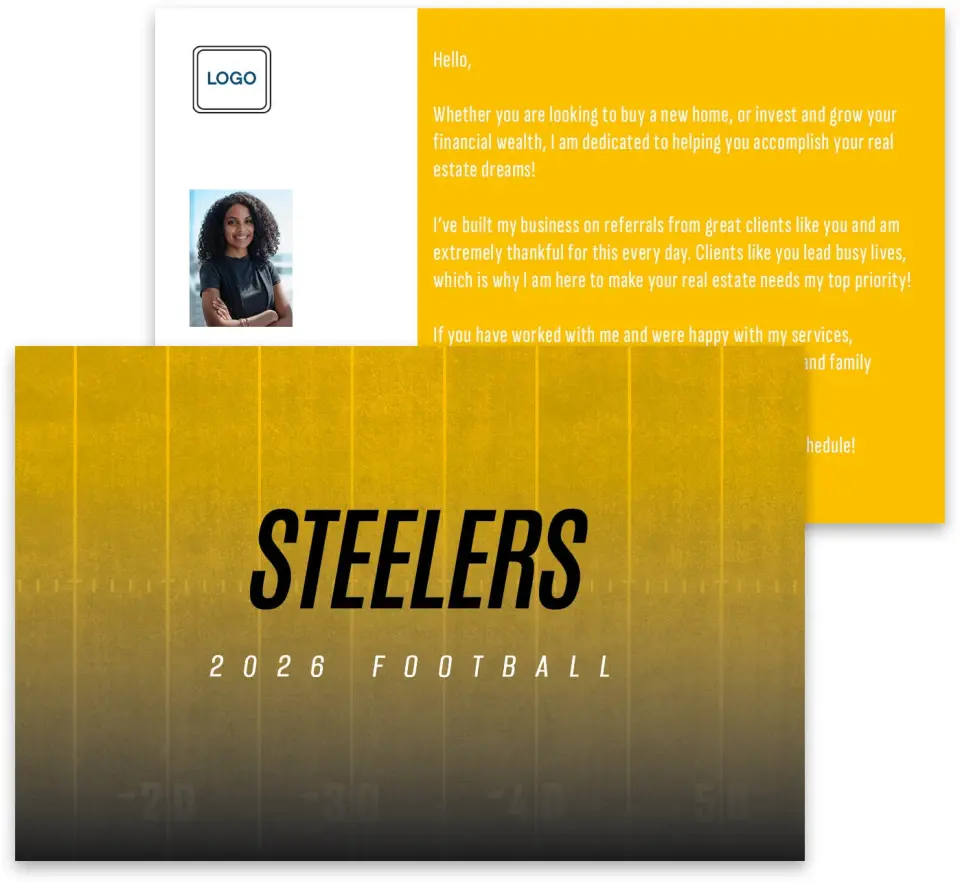 This is a 3¾" x 5¾" Football Insert called Steelers printed in full color