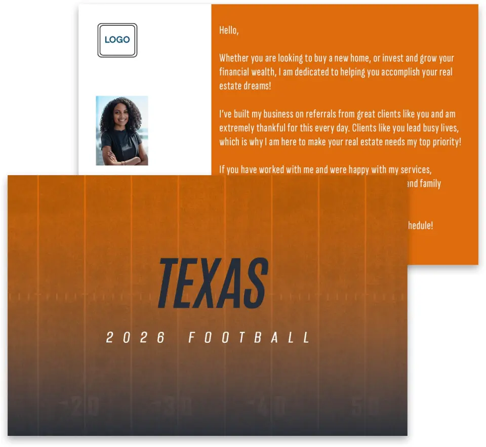 This is a 3¾" x 5¾" Football Insert called Texas printed in full color