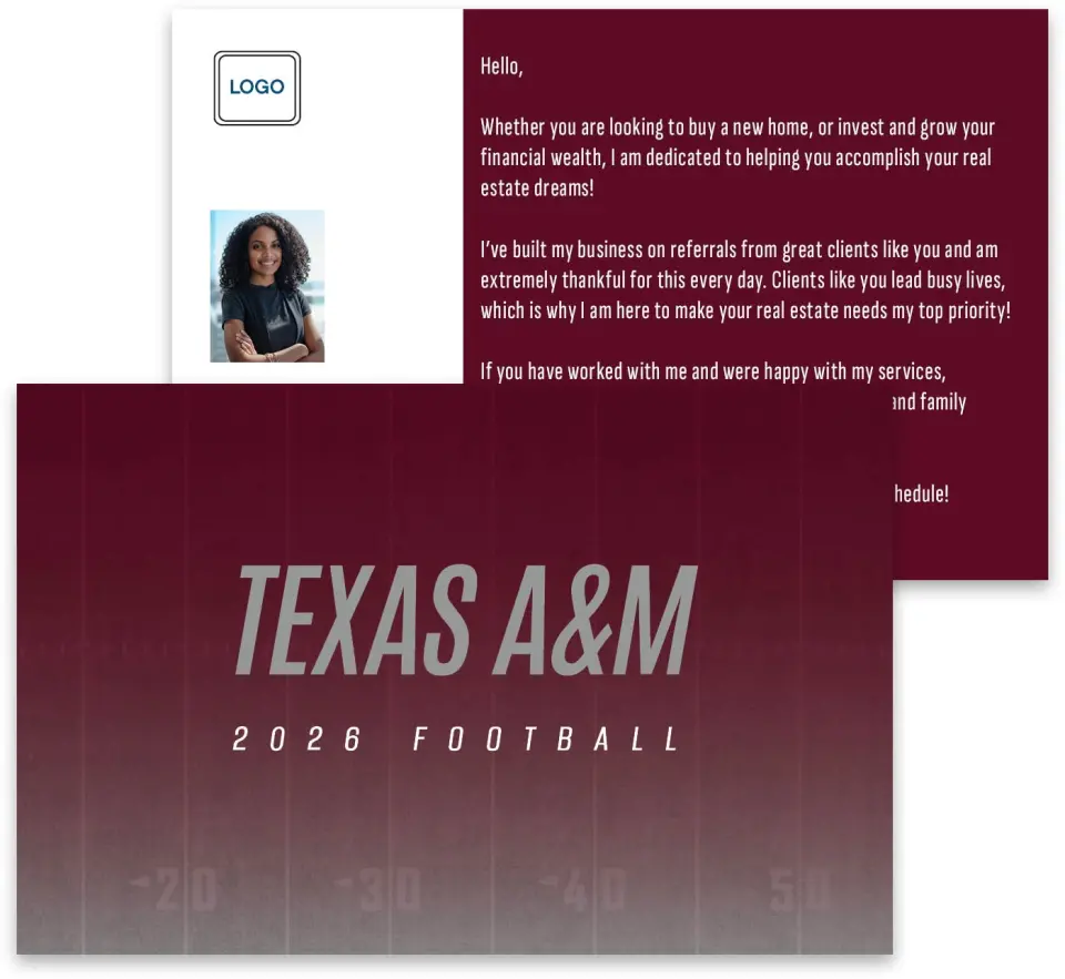 This is a 3¾" x 5¾" Football Insert called Texas A&M printed in full color