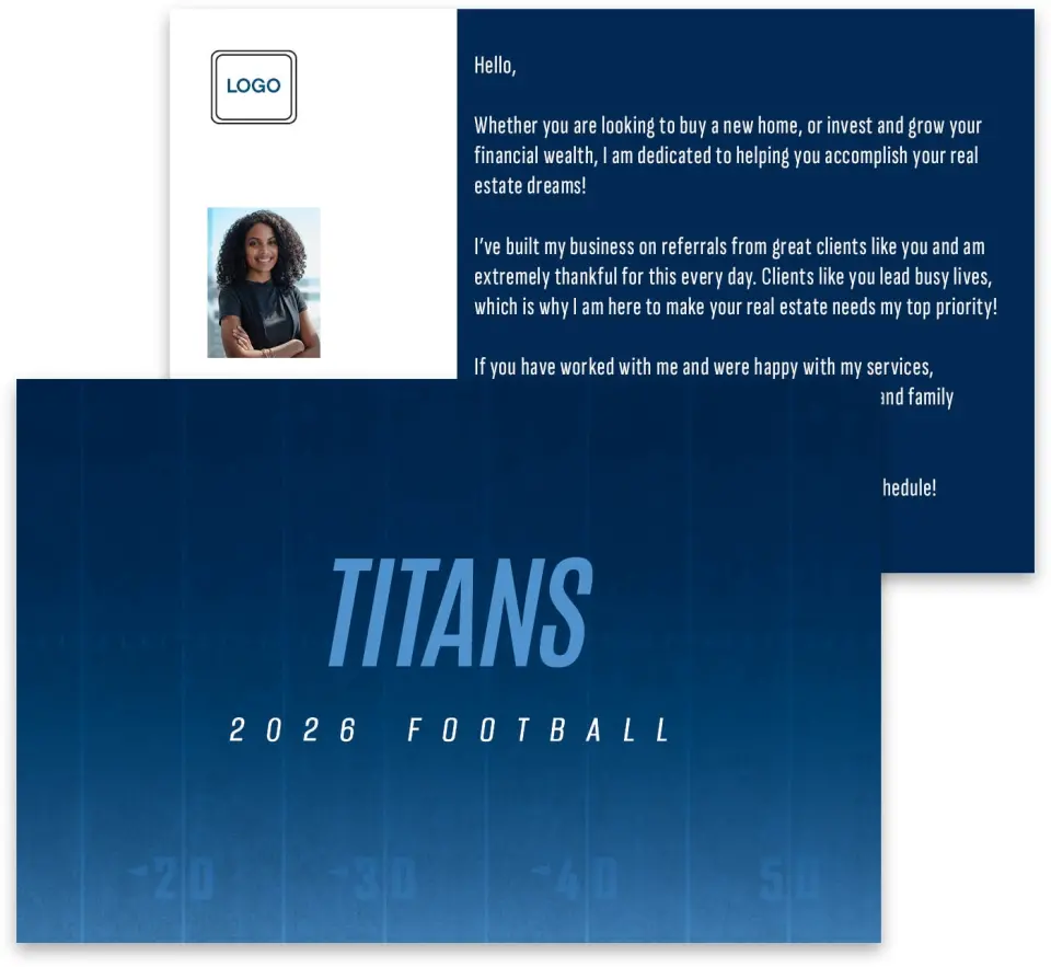 This is a 3¾" x 5¾" Football Insert called Titans printed in full color