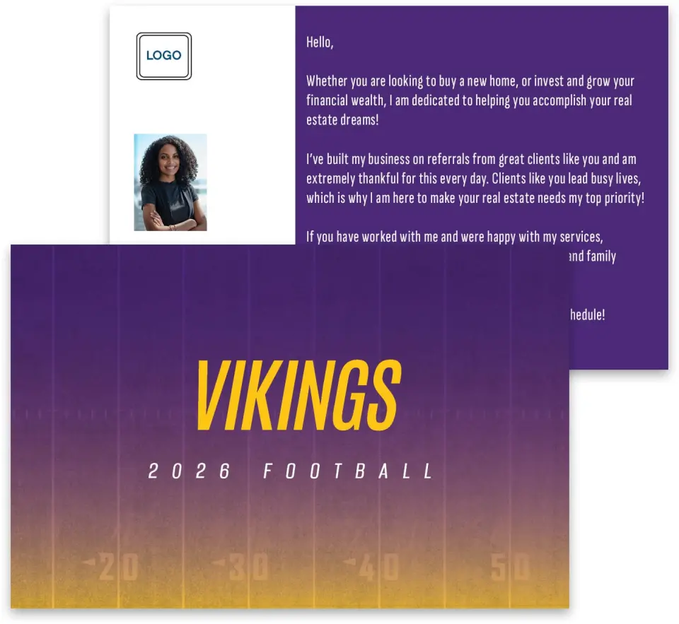This is a 3¾" x 5¾" Football Insert called Vikings printed in full color