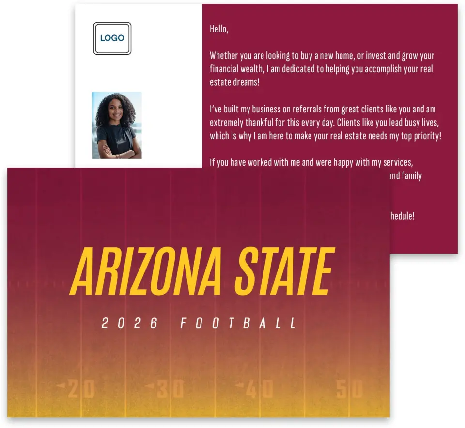 This is a 3¾" x 5¾" Football Insert called Arizona State Sun Devils printed in full color