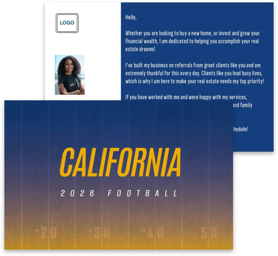 This is a 3¾" x 5¾" Football Insert called California Golden Bears printed in full color