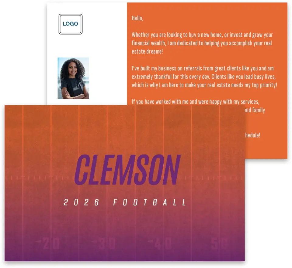 This is a 3¾" x 5¾" Football Insert called Clemson Tigers printed in full color