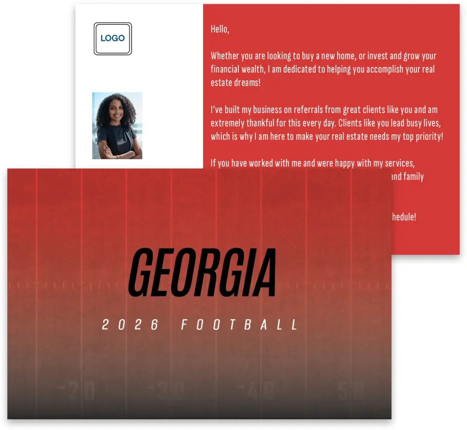 This is a 3¾" x 5¾" Football Insert called Georgia Bulldogs printed in full color