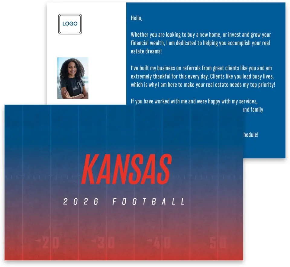 This is a 3¾" x 5¾" Football Insert called Kansas Jayhawks printed in full color