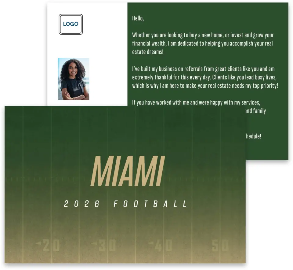 This is a 3¾" x 5¾" Football Insert called Miami Hurricanes printed in full color