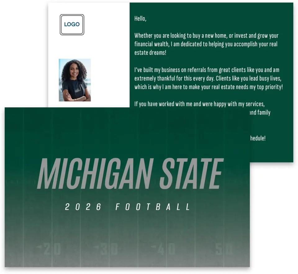 This is a 3¾" x 5¾" Football Insert called Michigan State Spartans printed in full color