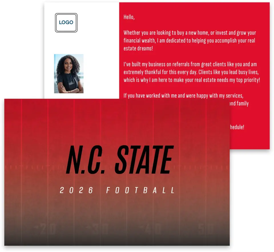 This is a 3¾" x 5¾" Football Insert called NC State Wolfpack printed in full color