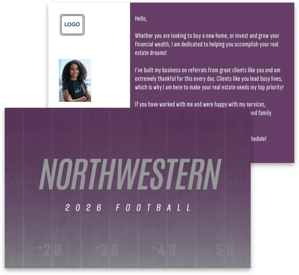 This is a 3¾" x 5¾" Football Insert called Northwestern Wildcats printed in full color