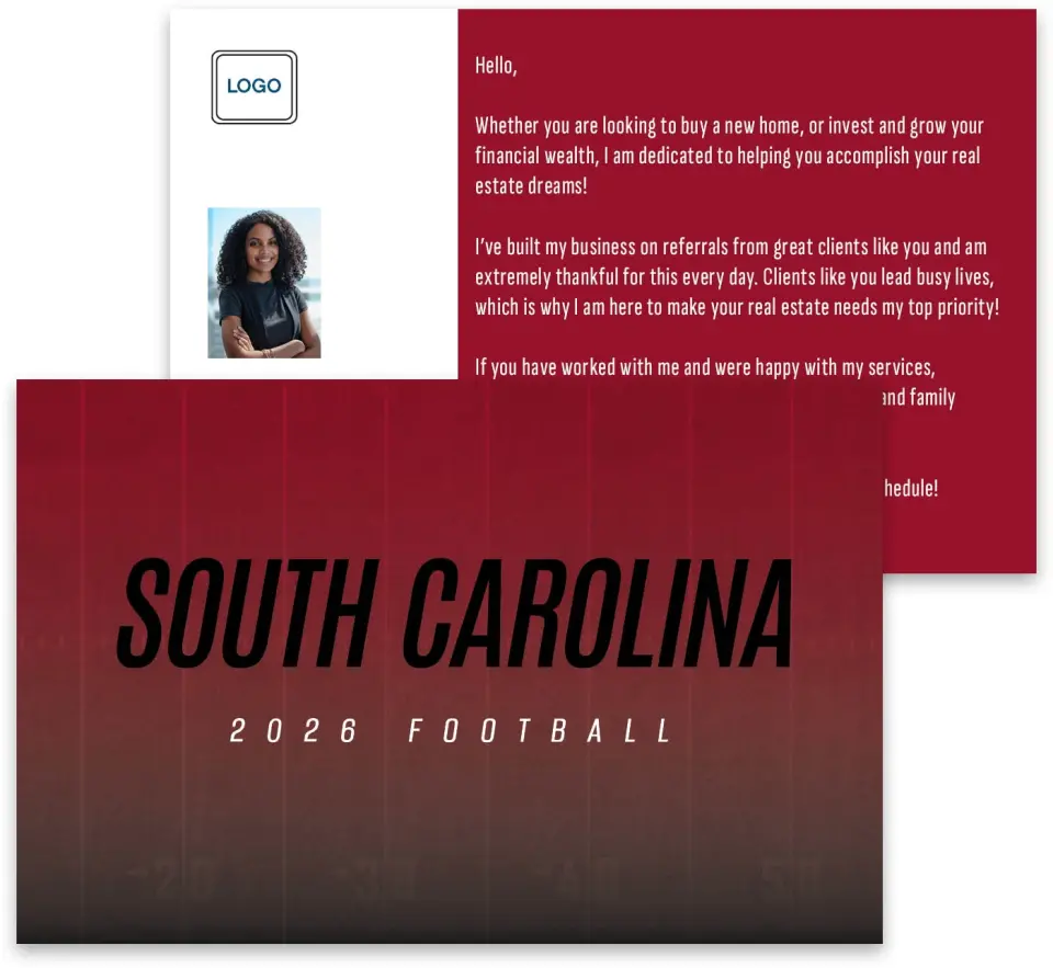 This is a 3¾" x 5¾" Football Insert called South Carolina Gamecocks printed in full color