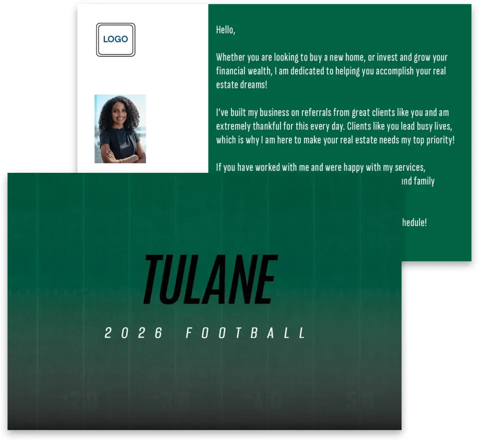 This is a 3¾" x 5¾" Football Insert called Tulane Green Wave printed in full color