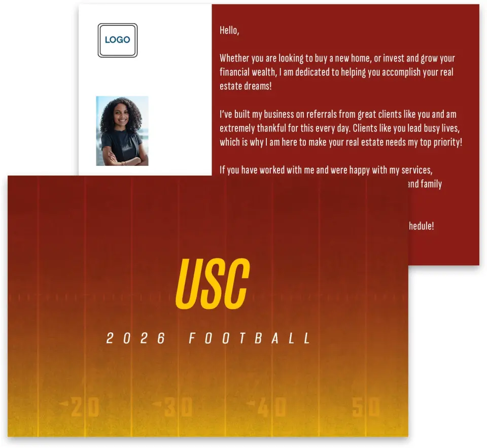 This is a 3¾" x 5¾" Football Insert called USC printed in full color