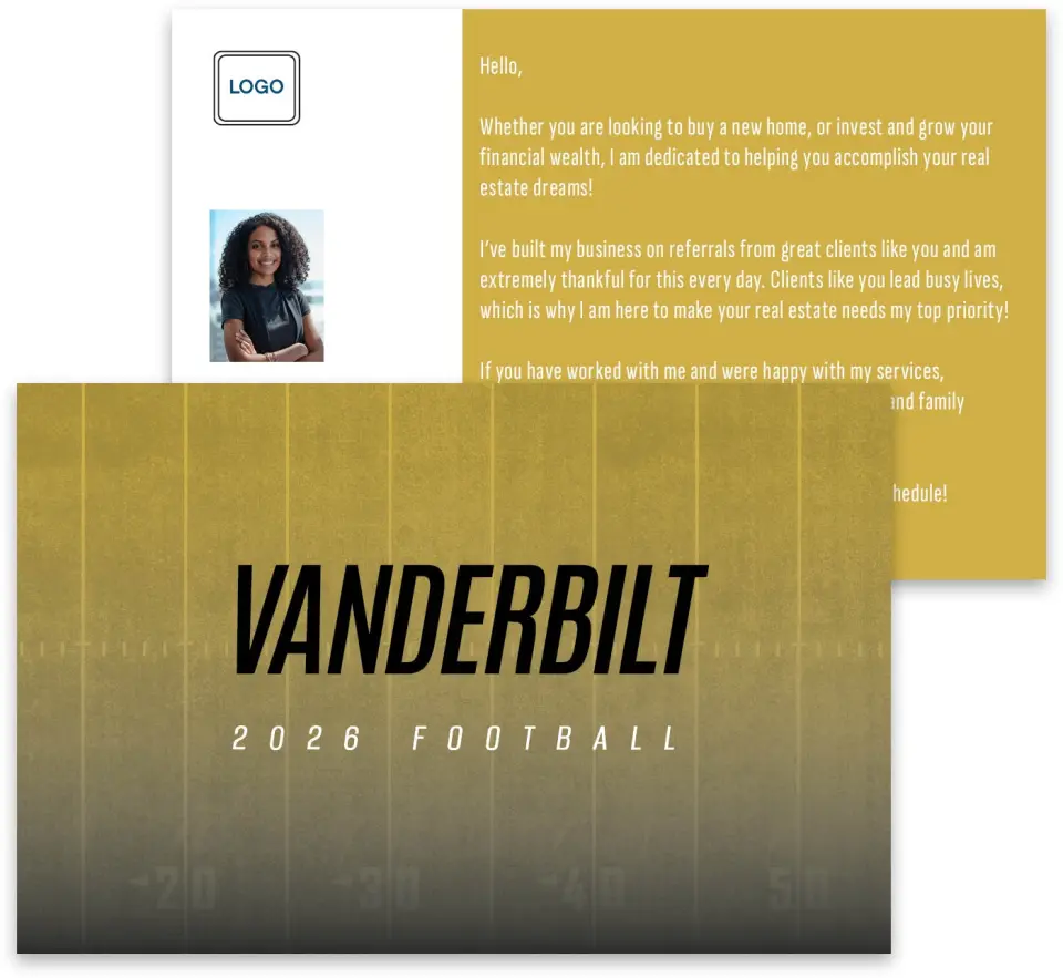 This is a 3¾" x 5¾" Football Insert called Vanderbilt Commodores printed in full color