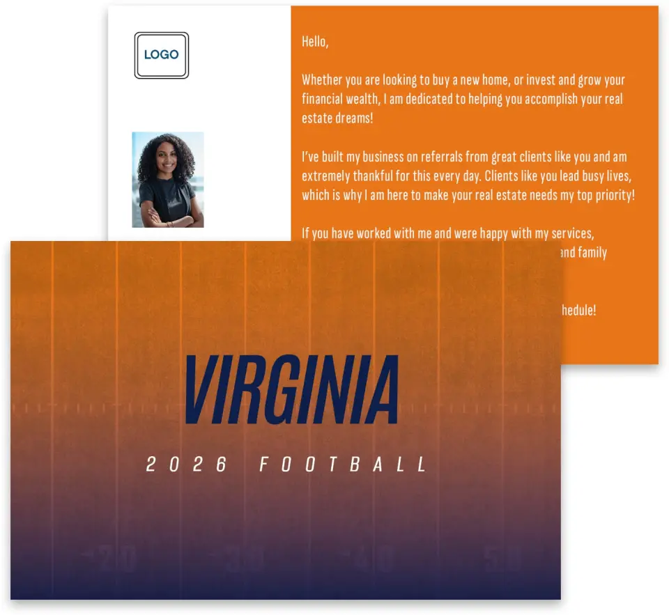 This is a 3¾" x 5¾" Football Insert called Virginia Cavaliers printed in full color