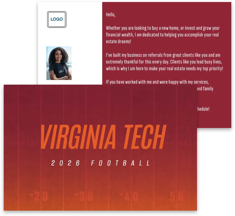 This is a 3¾" x 5¾" Football Insert called Virginia Tech Hokies printed in full color