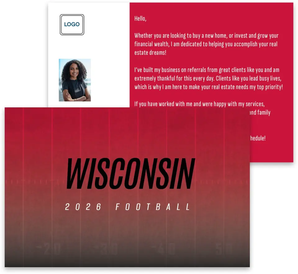 This is a 3¾" x 5¾" Football Insert called Wisconsin Badgers printed in full color
