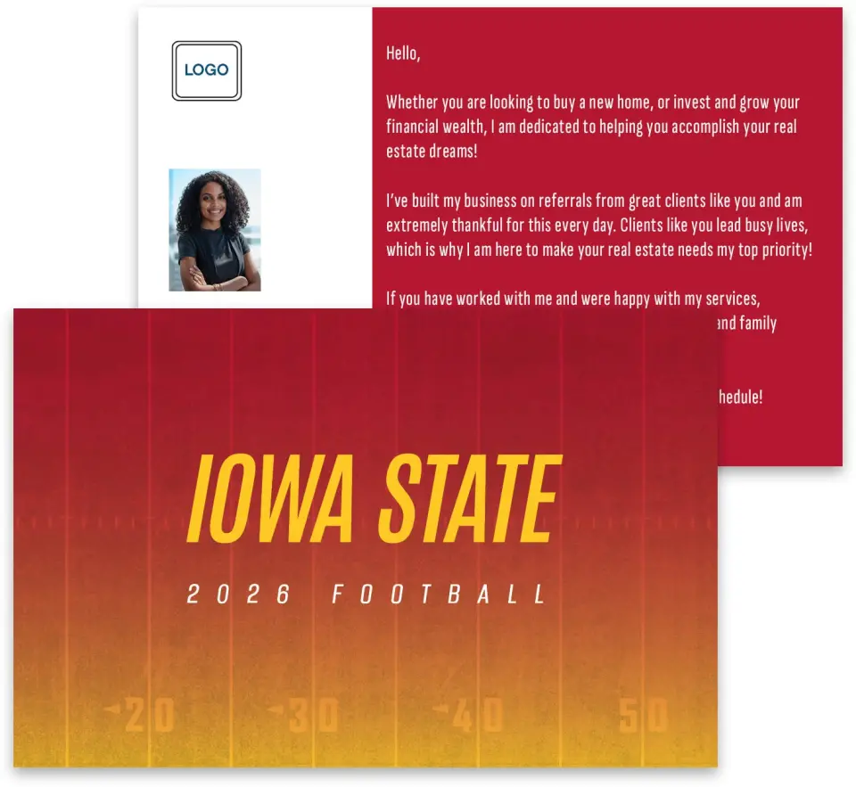 This is a 3¾" x 5¾" Football Insert called Iowa State Cyclones printed in full color