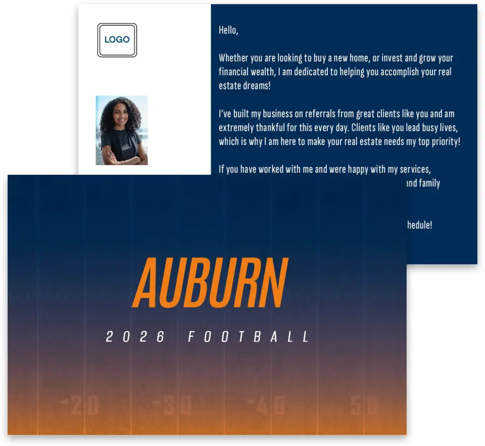 This is a 3¾" x 5¾" Football Insert called Auburn Tigers printed in full color