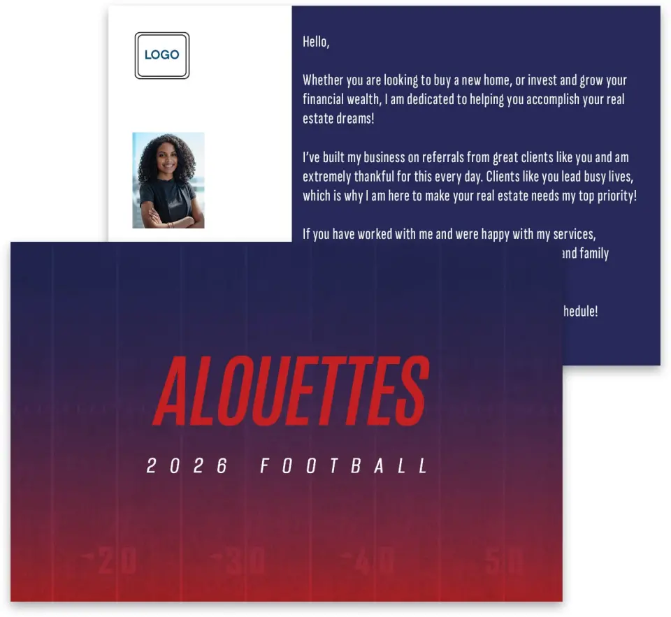 This is a 3¾" x 5¾" Football Insert called Montreal Alouettes printed in full color