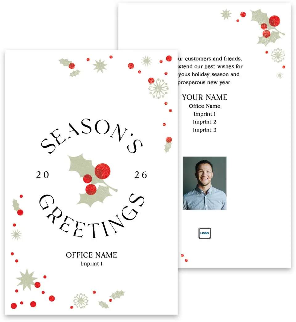 This is a 3¾" x 5¾" Marketing Insert called Simple Holly printed in full color