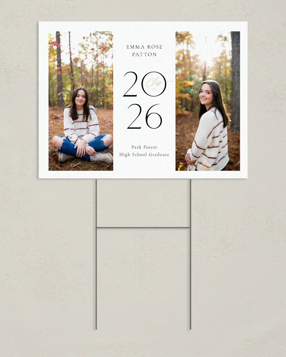 This is a 24" x 18" Welcome Grad Sign called Brilliant Year printed in full color