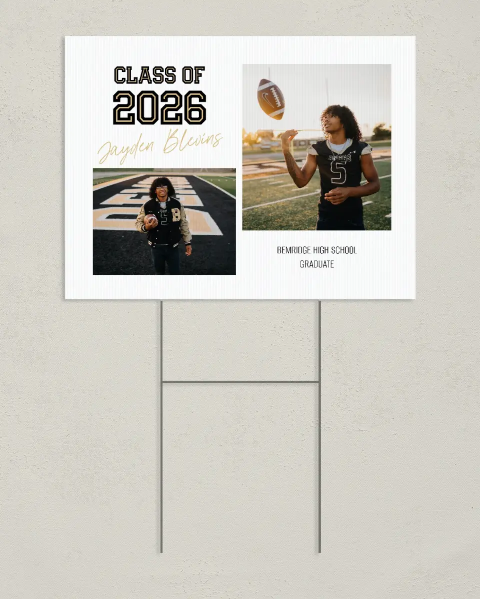 This is a 24" x 18" Welcome Grad Sign called Varsity Vibes printed in full color