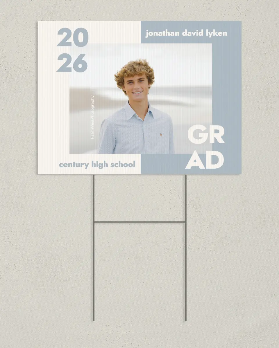 This is a 24" x 18" Welcome Grad Sign called Changing Chapters printed in full color