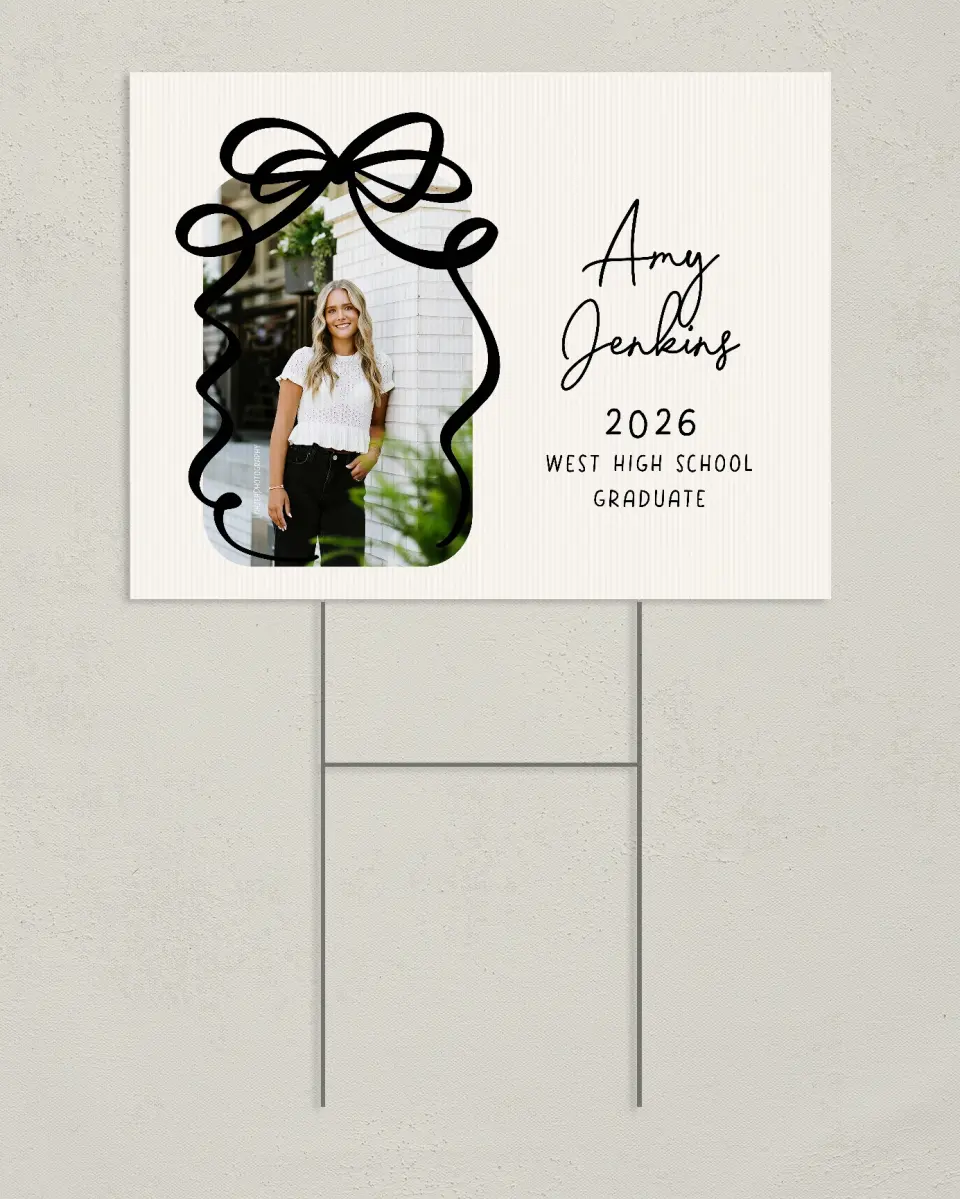This is a 24" x 18" Welcome Grad Sign called All Tied Up printed in full color