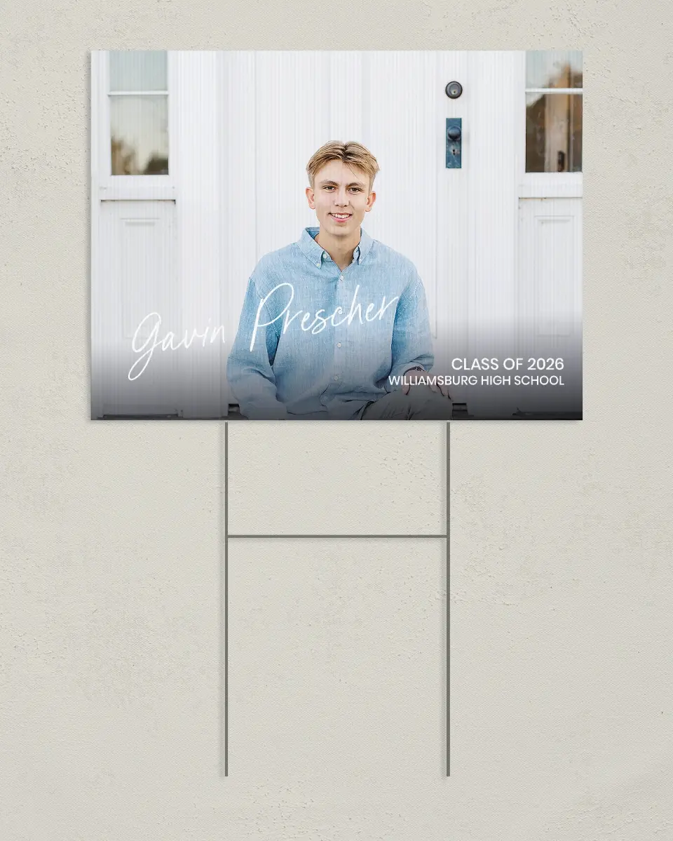 This is a 24" x 18" Welcome Grad Sign called Simple Grad printed in full color