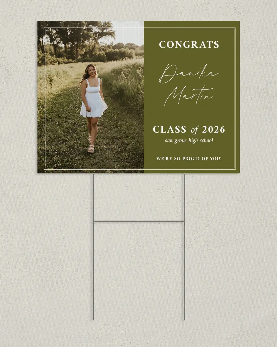 This is a 24" x 18" Welcome Grad Sign called Monumental Moment printed in full color