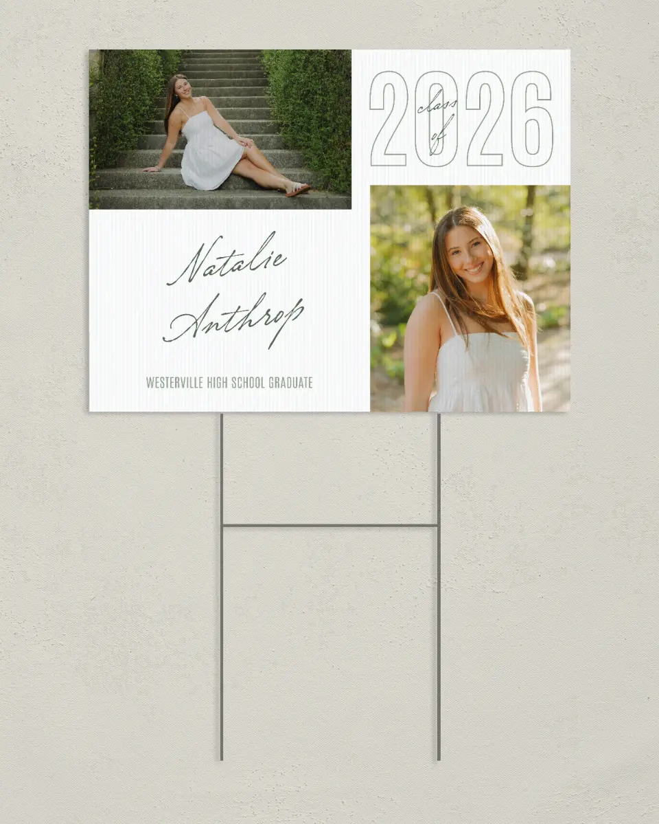 This is a 24" x 18" Welcome Grad Sign called Shining Brilliance printed in full color