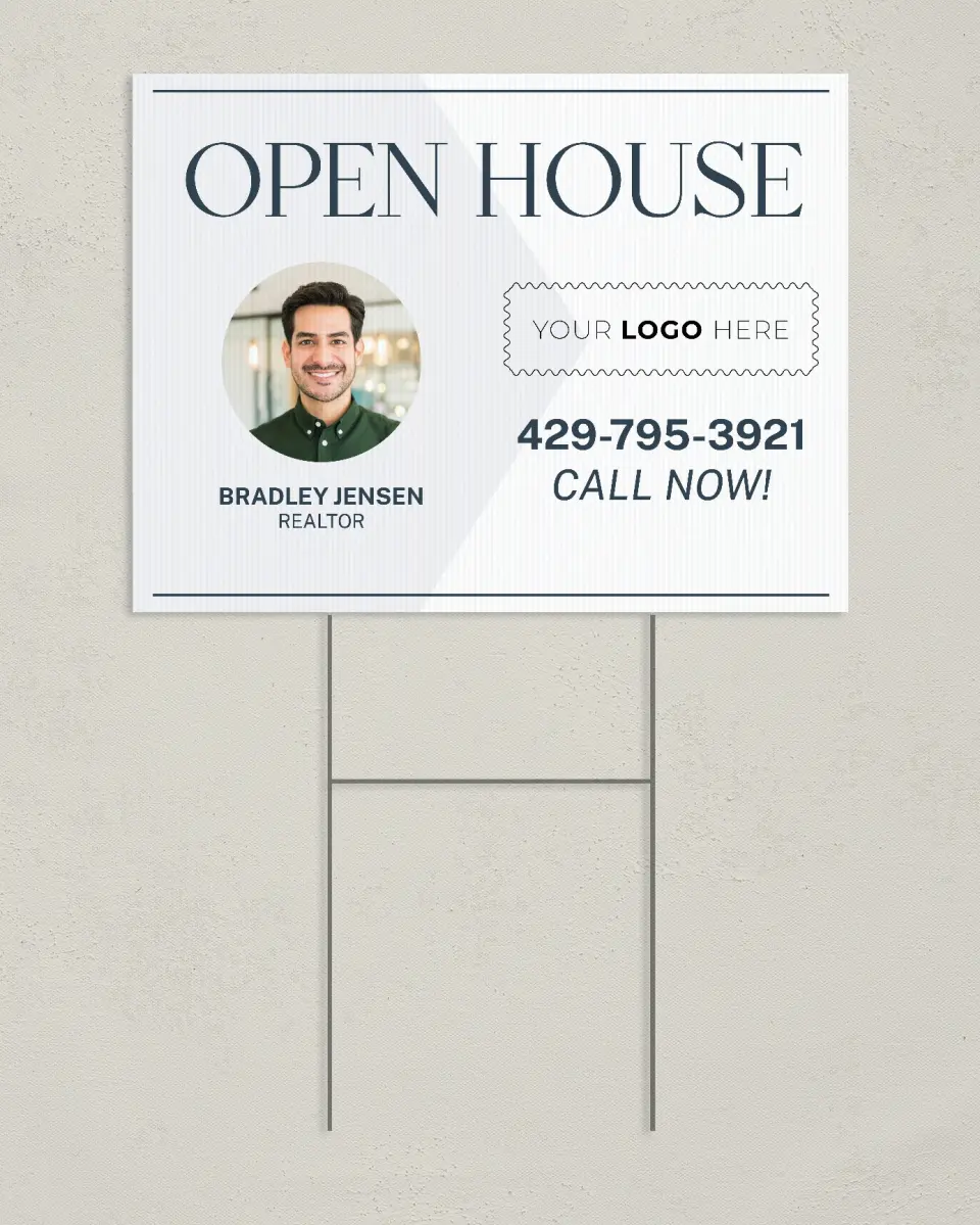 This is a 24" x 18" Business Yard Sign called Open House printed in full color
