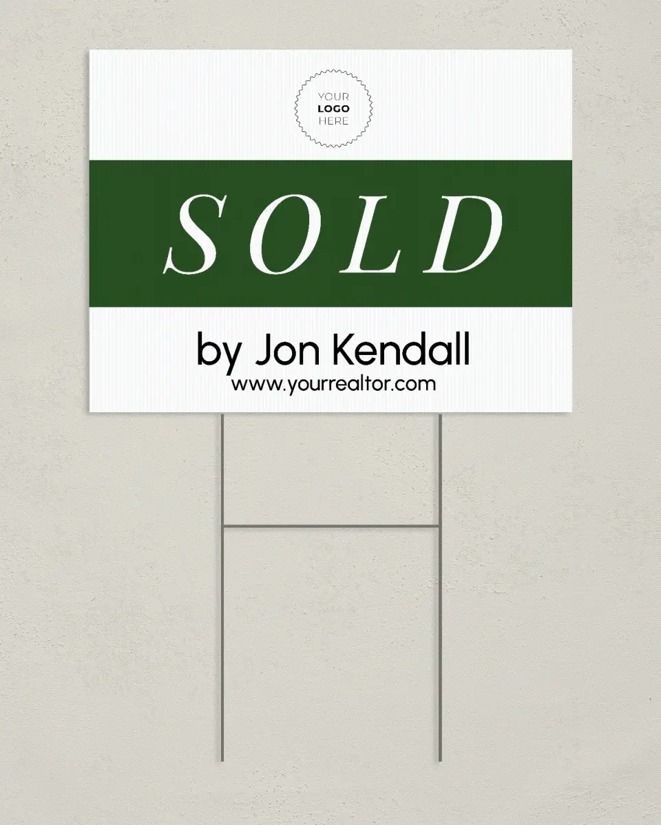 This is a 24" x 18" Business Yard Sign called Sold Success printed in full color