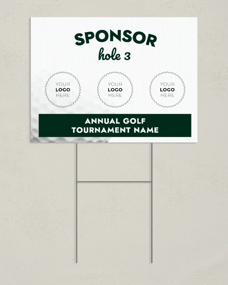 This is a 24" x 18" Business Yard Sign called Hole Partner printed in full color