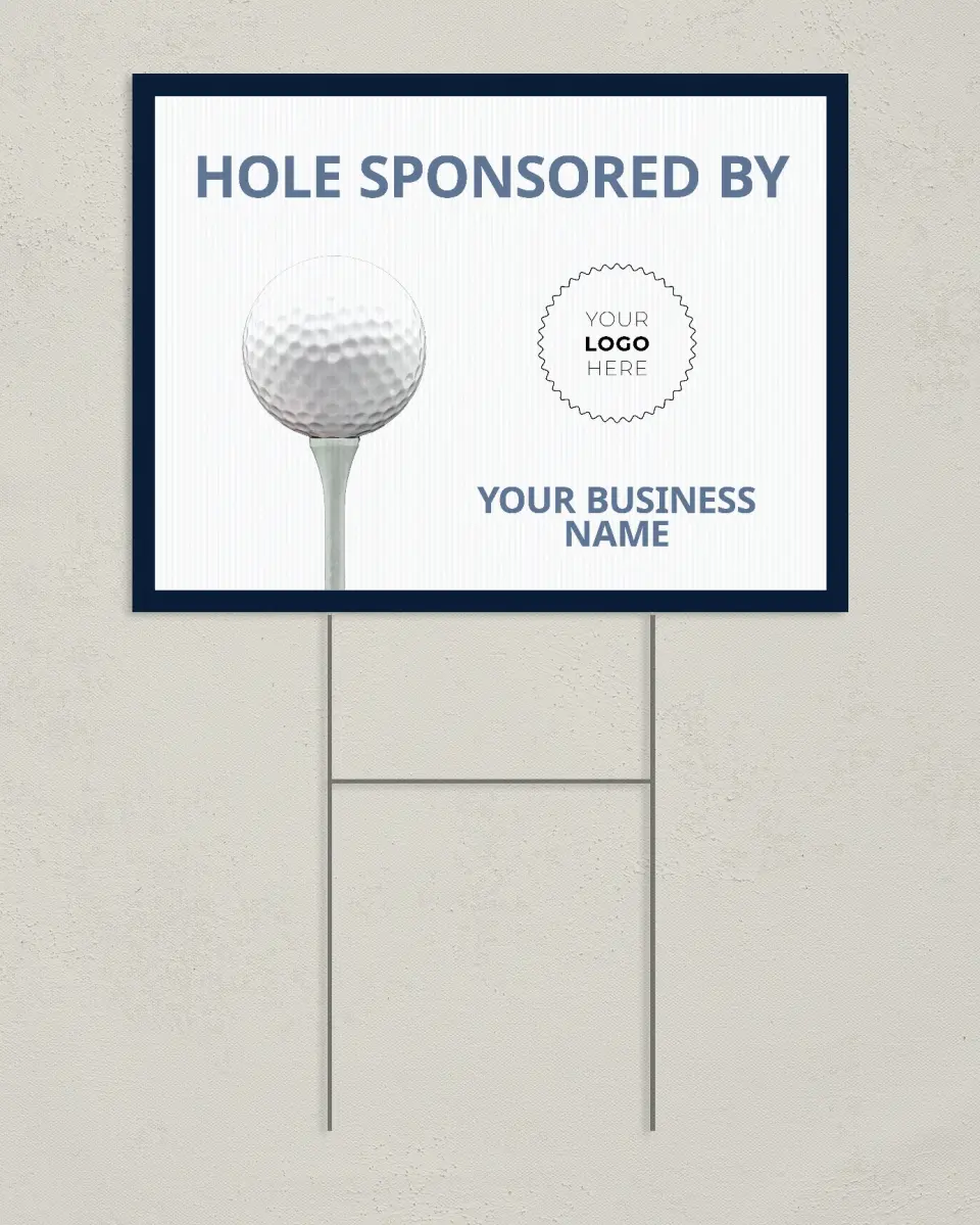 This is a 24" x 18" Business Yard Sign called Fairway Sponsor printed in full color