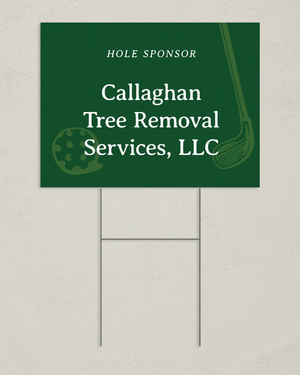 This is a 24" x 18" Business Yard Sign called On the Green printed in full color