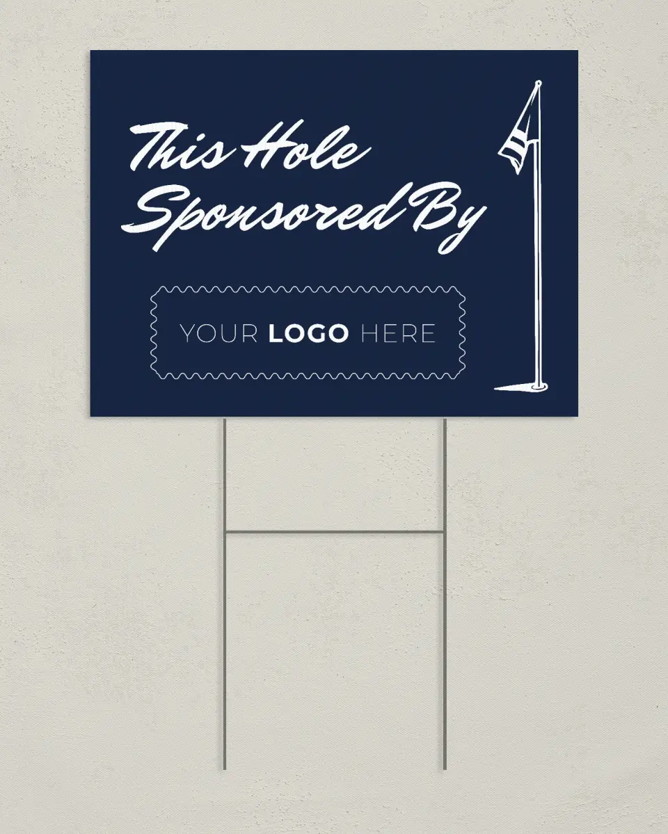 This is a 24" x 18" Business Yard Sign called Golf Sponsor printed in full color
