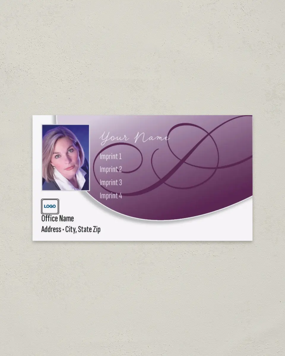 This is a 2" x 3½" Paper Business Card called Swirls printed in full color on Soft Touch paper