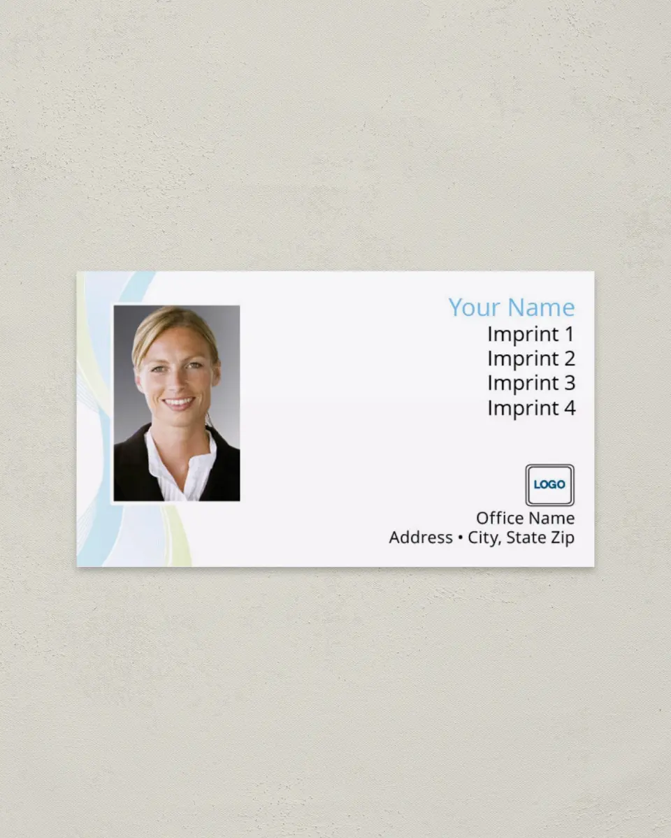 This is a 2" x 3½" Paper Business Card called Blue and Green Swirls printed in full color on Soft Touch paper