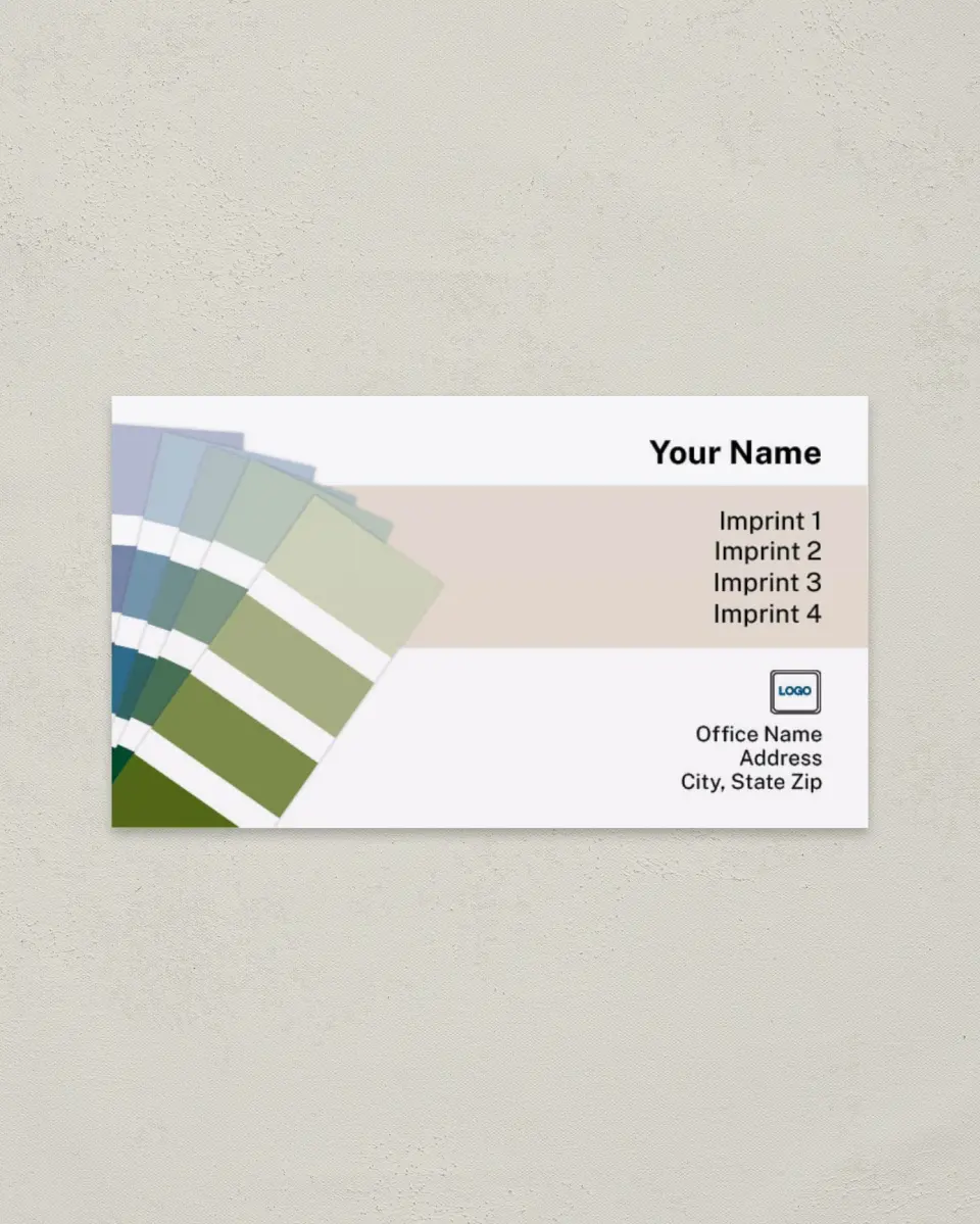 This is a 2" x 3½" Paper Business Card called Paint Swatches printed in full color on Soft Touch paper