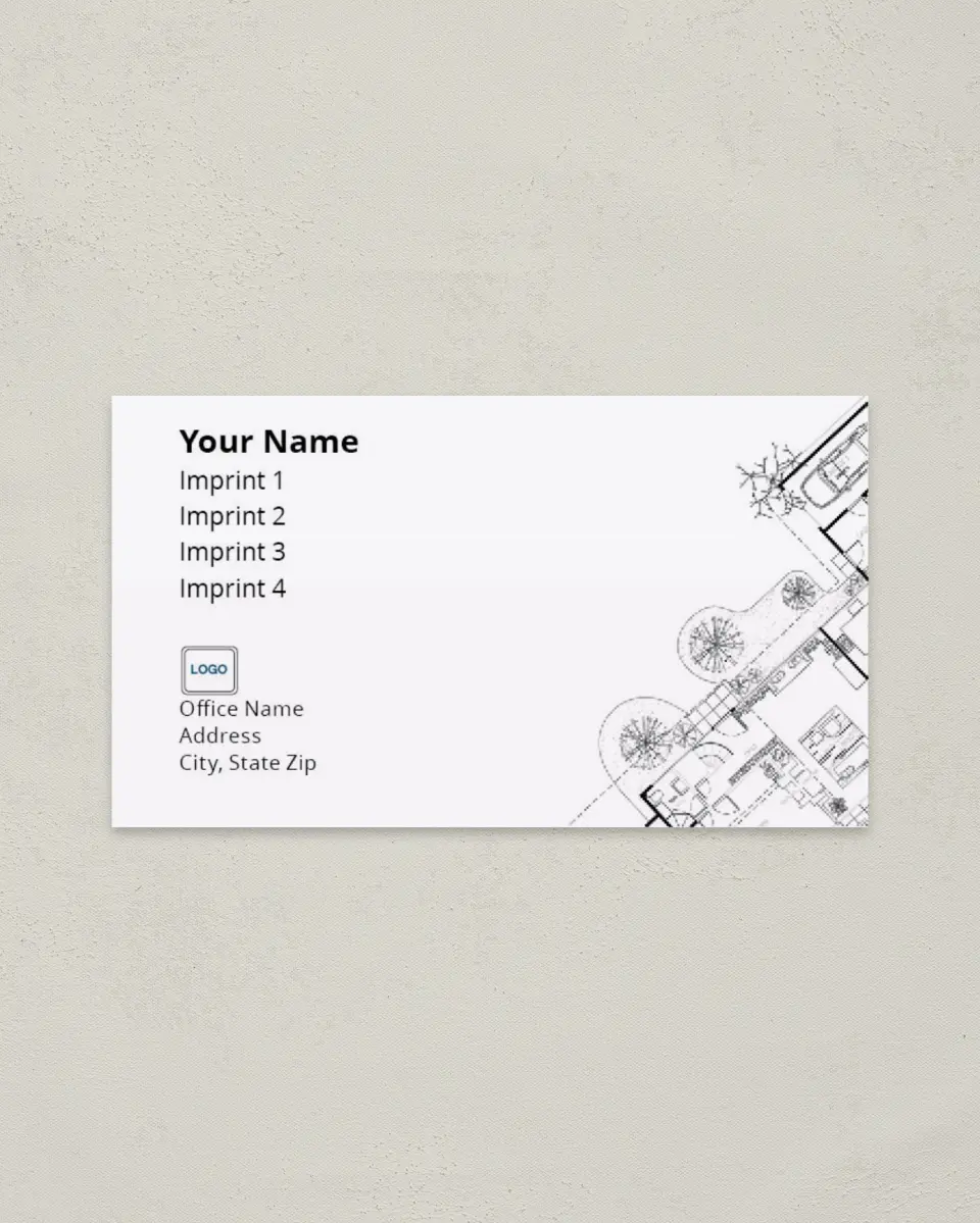This is a 2" x 3½" Paper Business Card called House Plans printed in full color on Soft Touch paper
